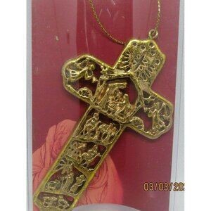 Gold Tone The Christmas Cross  Ornament 